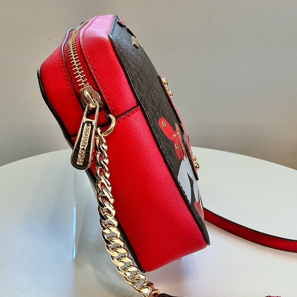 Michael Kors NWOT Ltd Edition Butterfly Applique Red & Brown Crossbody MSRP $298 - Picture 5 of 15